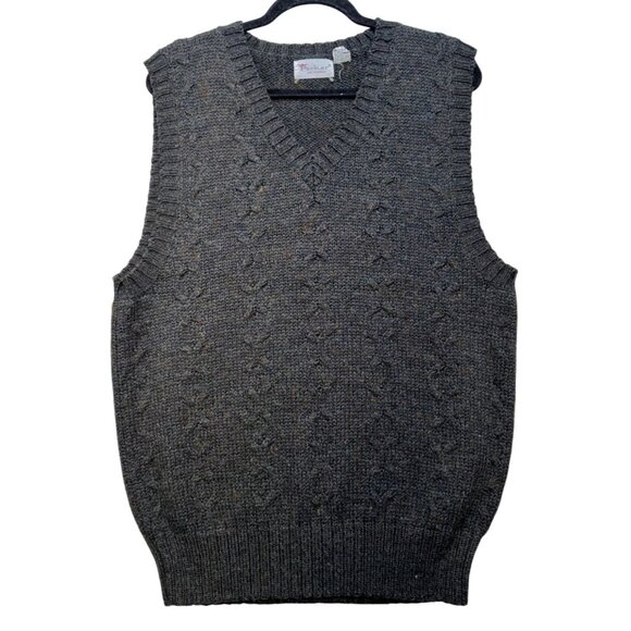 Vintage Parker Of Vienna Knit Sweater Vest XL Gray Wool Blend - Picture 1 of 9